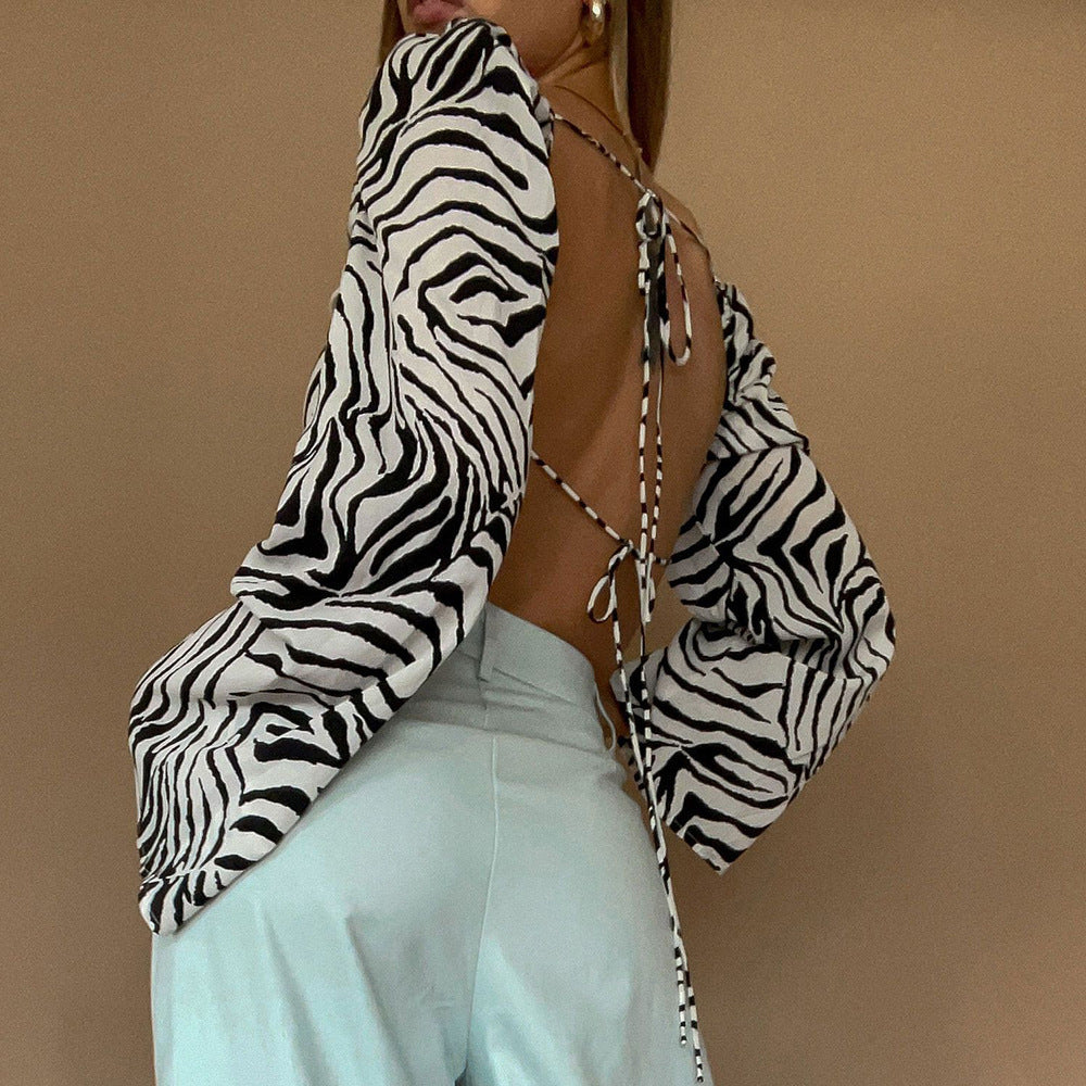Fashion Blouse With Straps Wrapped Chest