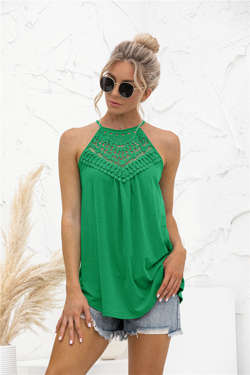 Lace Stitching Halterneck Top