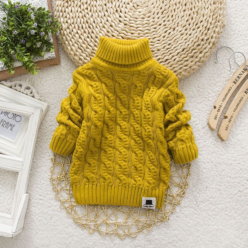 Chemise en tricot épais et pelucheux pour bébé et enfant, col rond, taille haute