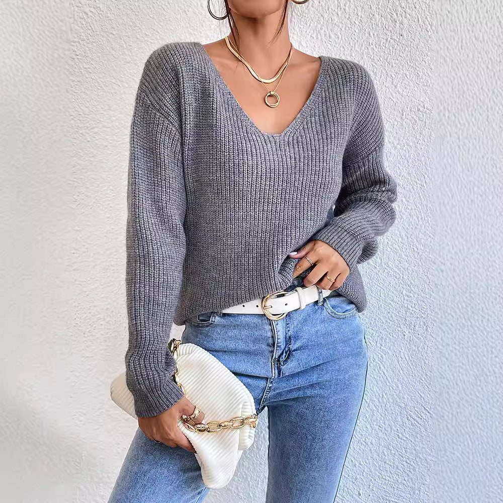 Pull col V pour femme, vêtement d'hiver style streetwear, style années 2000, style bandage, en cachemire, de haute qualité, tendance