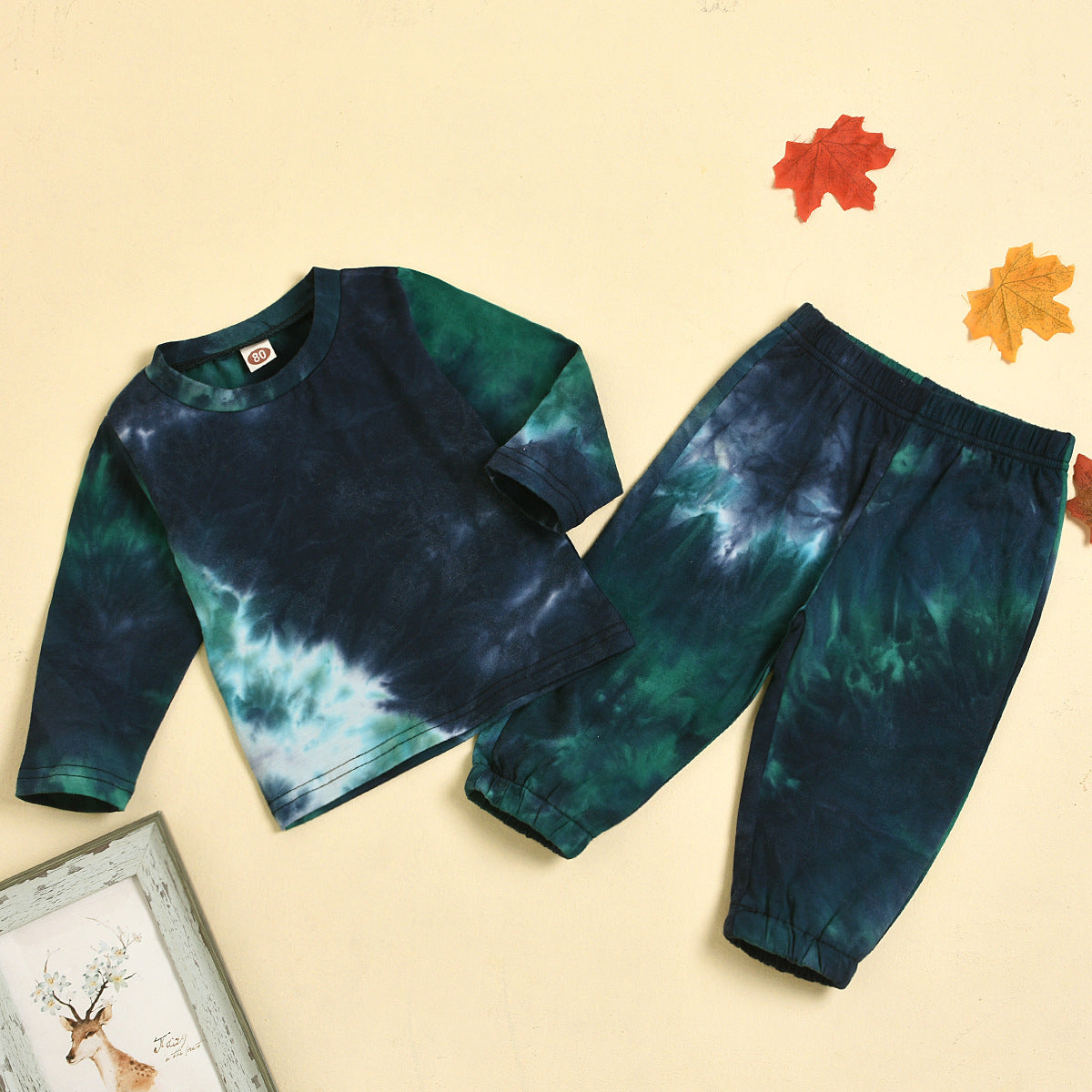 Costume deux pièces tie-dye à manches longues pour le printemps et l'automne