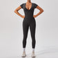 European And American Nude Feel Short Sleeve Yoga Jumpsuit