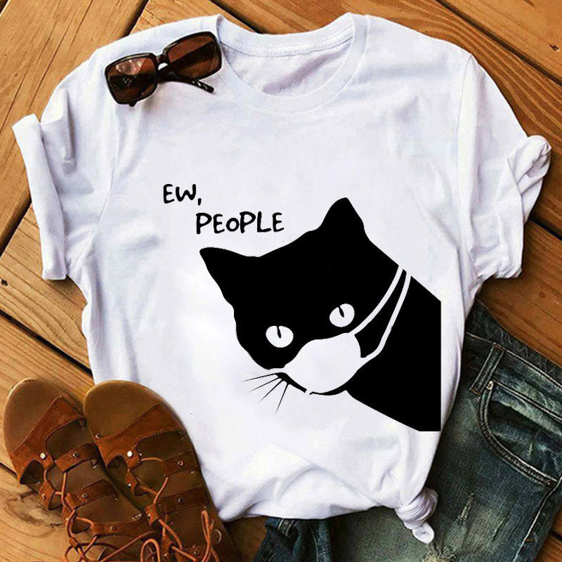 Leopard mask eyes lashes ladies short sleeves