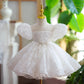 Girls' 100-day Birthday Party New Beige Puff Sleeve Super Fairy Princess Dress