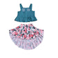 Two Piece Dress With Drawstring Top and Irregular Print