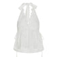 Jacquard Lace Edge Halterneck Vest Irregular Hem Bottoming Shirt