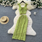 Bow-tie Square-neck Camisole With Cap Sleeves High-waisted Sheath Skirt