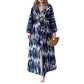 New Printed V-neck Slit Loose Long Sleeve Dress