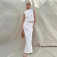 White Cotton Linen Sleeveless Stand Collar Top Slit Loose Long Skirt Two-piece Set