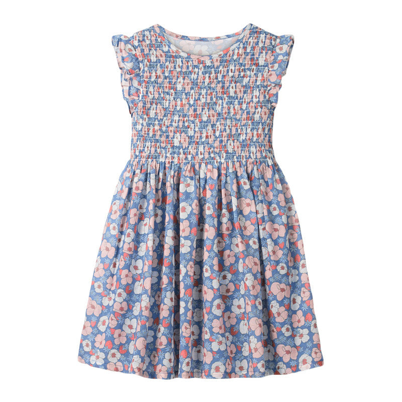 Robe fleurie tricotée pour fille