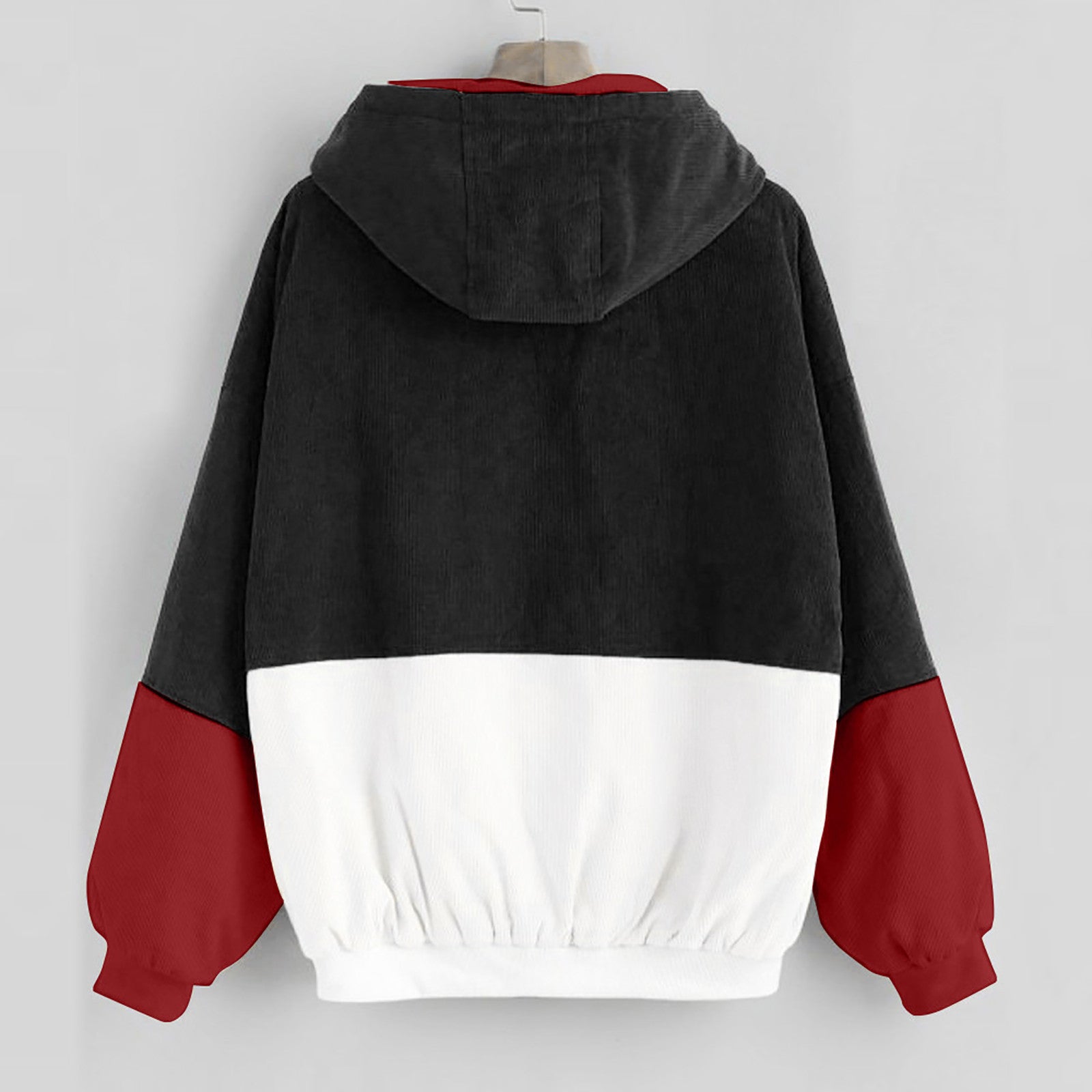 Loose corduroy colorblock hooded baseball uniform