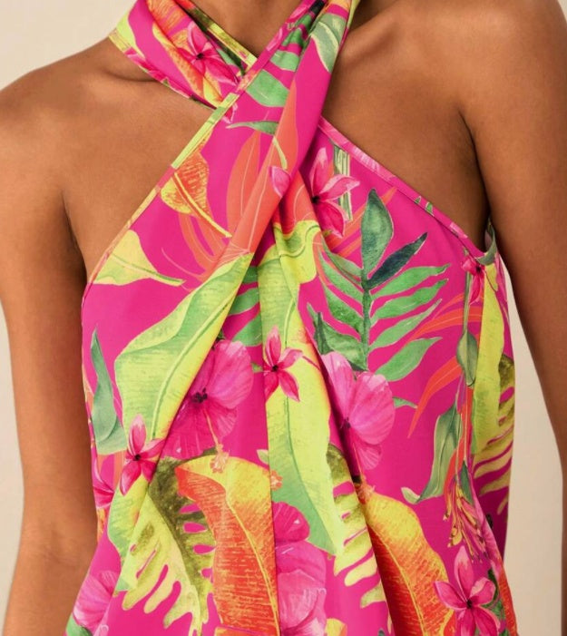 Tropical Plant Printed Women's Tight Fitting Vest