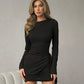Long Sleeve Wrap Dress With Ribbons Slimming And Figure Hugging
