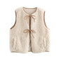 Sleeveless Lace-up Lambswool Vest For Women