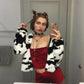 Cow fur warm short jacket