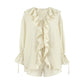 V-neck Loose Lotus Leaf Shirt Shorts Suit