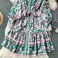 Single-breasted Ruffled Printed Dress