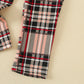 Girls Off Shoulder Top Plaid Trousers Suit