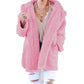 Pure color cardigan hooded lamb velvet coat top