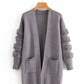 Cardigan long en tricot décoratif en peluche pour femme