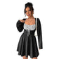 Elegant And Dignified Women's Long Sleeve Contrasting-color Dress