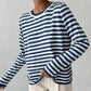 Pull rayé à manches longues en tricot, pull polyvalent, vêtements pour femmes