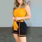 Short à lacets color block pour femme