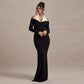 Robe longue moulante à col licou et couleur contrastée pour femme