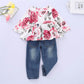 Combinaison en jean à haut rose pour enfant