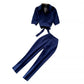 Lace-up Turn-down Collar Short Sleeve Shirt Top Leisure Suit