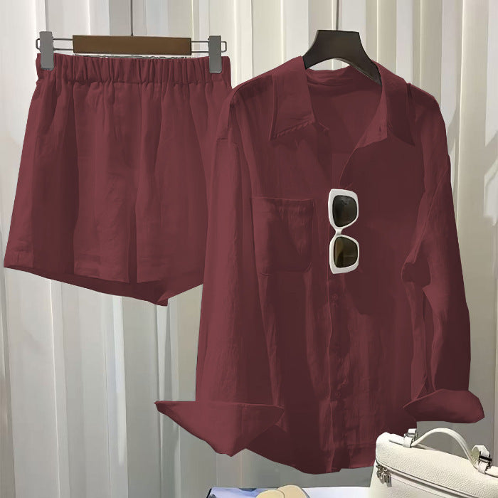 Versatile Loose-fit Shirt And Pants Two-piece Set