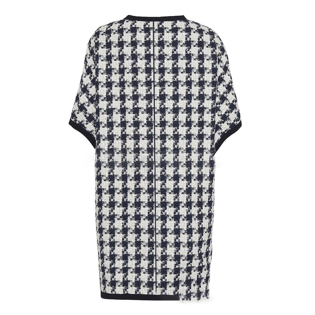 Loose round neck houndstooth coat