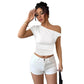 New Women's Top With Oblique Shoulder Neckline