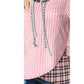Knitted Stitching Contrast Color Jacquard Hooded Long Sleeve Sweater