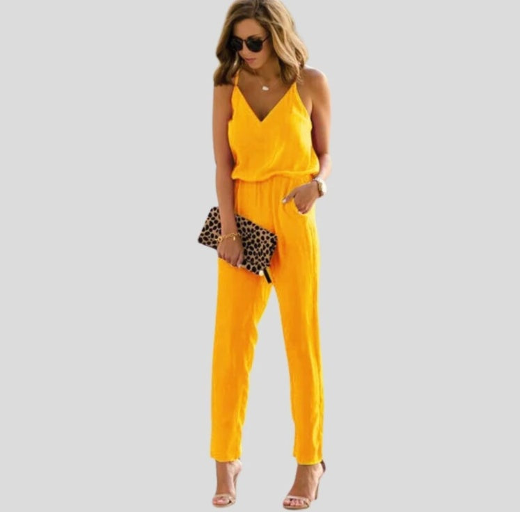 Summer New Ladies Solid Color Jumpsuit