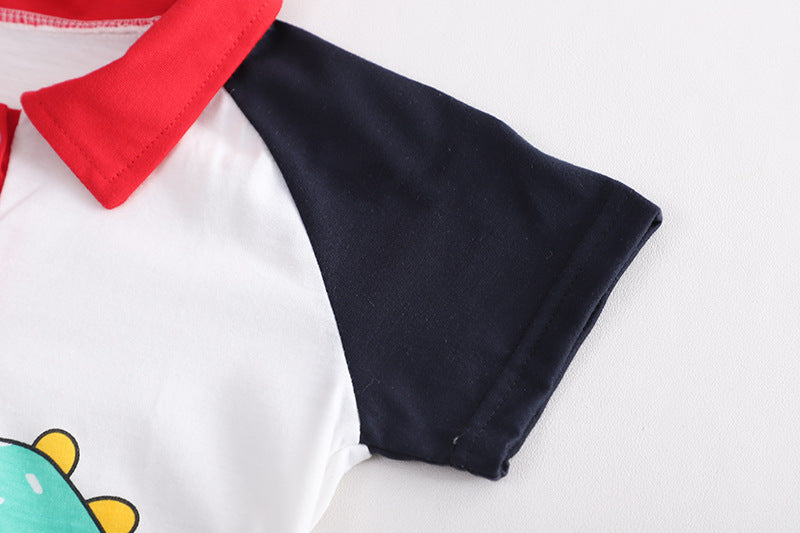 Summer Boys' Denim Short-sleeved Overalls Suit