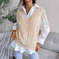European And American Hollowed Out Twist V-neck Knitted Vest Sweater
