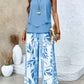 Print Suits Sleeveless Double-layer Vest And Loose Straight Pants