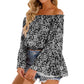 Women's Solid Color Printed Long Sleeve Chiffon Shirt