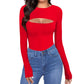 Womens Hollow-out Long-sleeve Top With A Chest-enhancing Design And Matching Jumpsuit