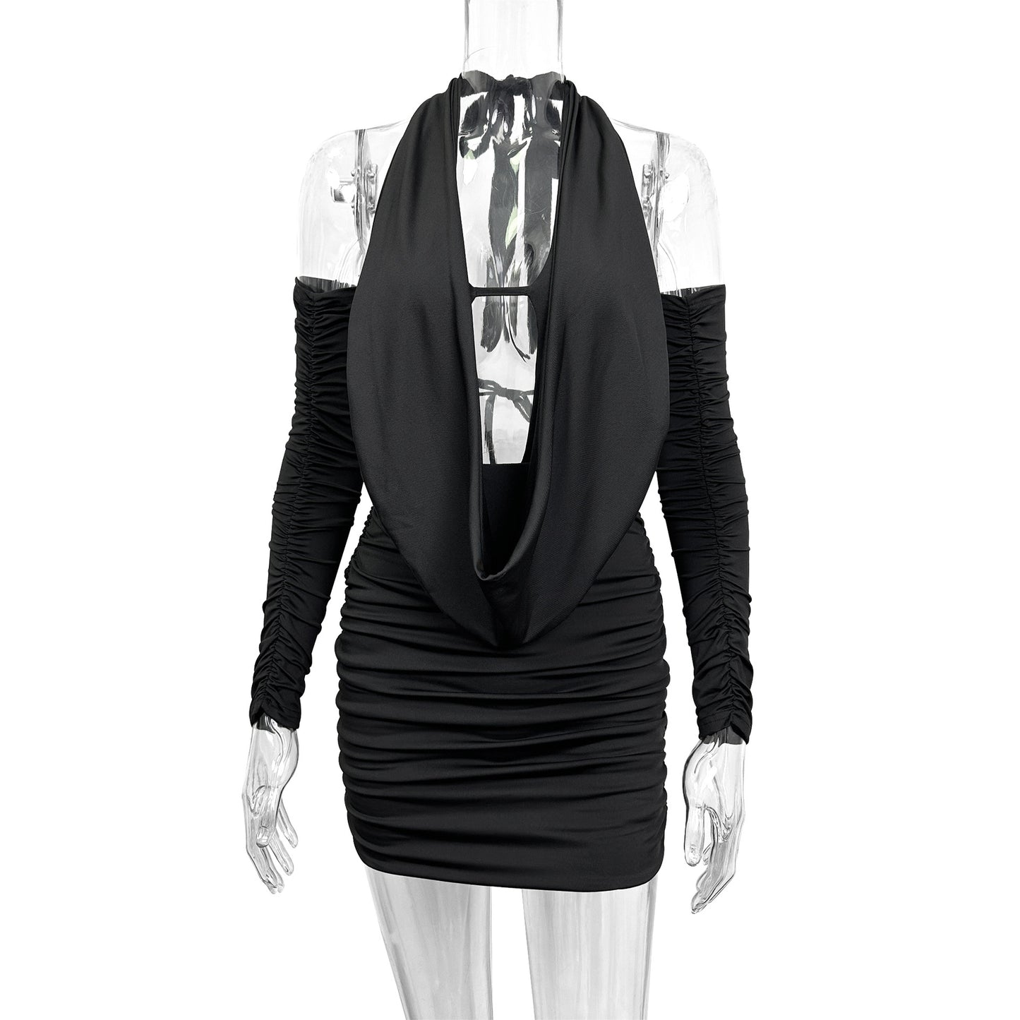 Fashionable Backless Long-Sleeve Dress For Women