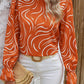 Women's Water Ripple Printed Long-sleeved Top
