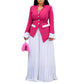 Fashion Flared Sleeves Top Pleated Wide-leg Pants Suit Two-piece Set