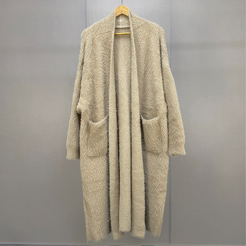 Women's Super Long Temperament Thick Knitted Cardigan Jacket
