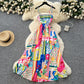 Light Luxury Graffiti Printing Slip Dress Women