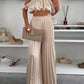 Women's Fashion Satin Tube Top Wide Leg Pants Suit