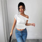 New Women's Top With Oblique Shoulder Neckline