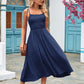 Women's Square Collar Pleating Bohemian Strap Dress