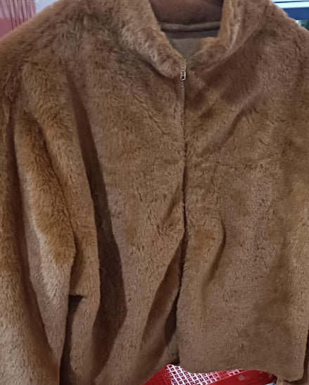 Veste en peluche à col montant tendance pour femme, manteau d'hiver décontracté à col roulé et fermeture éclair, polaire