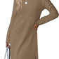 European And American Round Neck Slit Hemline At Hem Sweater Long Sleeve Casual Dress